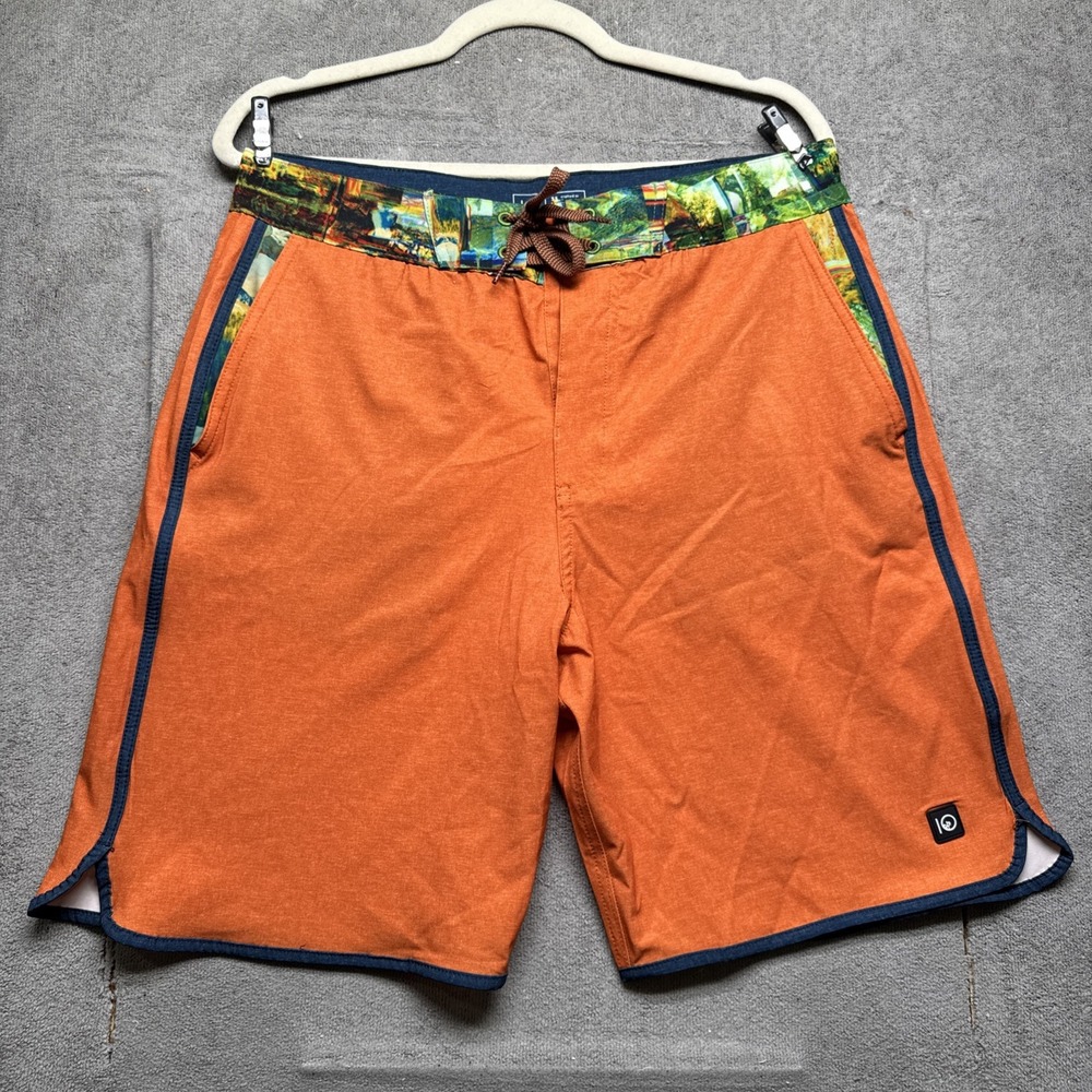 Tentree Men's Orange Board‎ Shorts Size 33 Swim Trunks Hybrid Surf